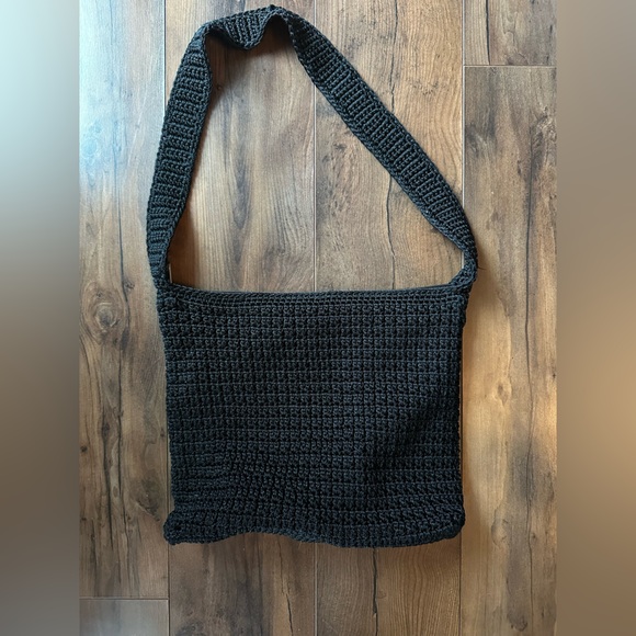 Talbots Handbags - Talbots Black Crochet Shoulder Bag Boho Summer Knit Purse